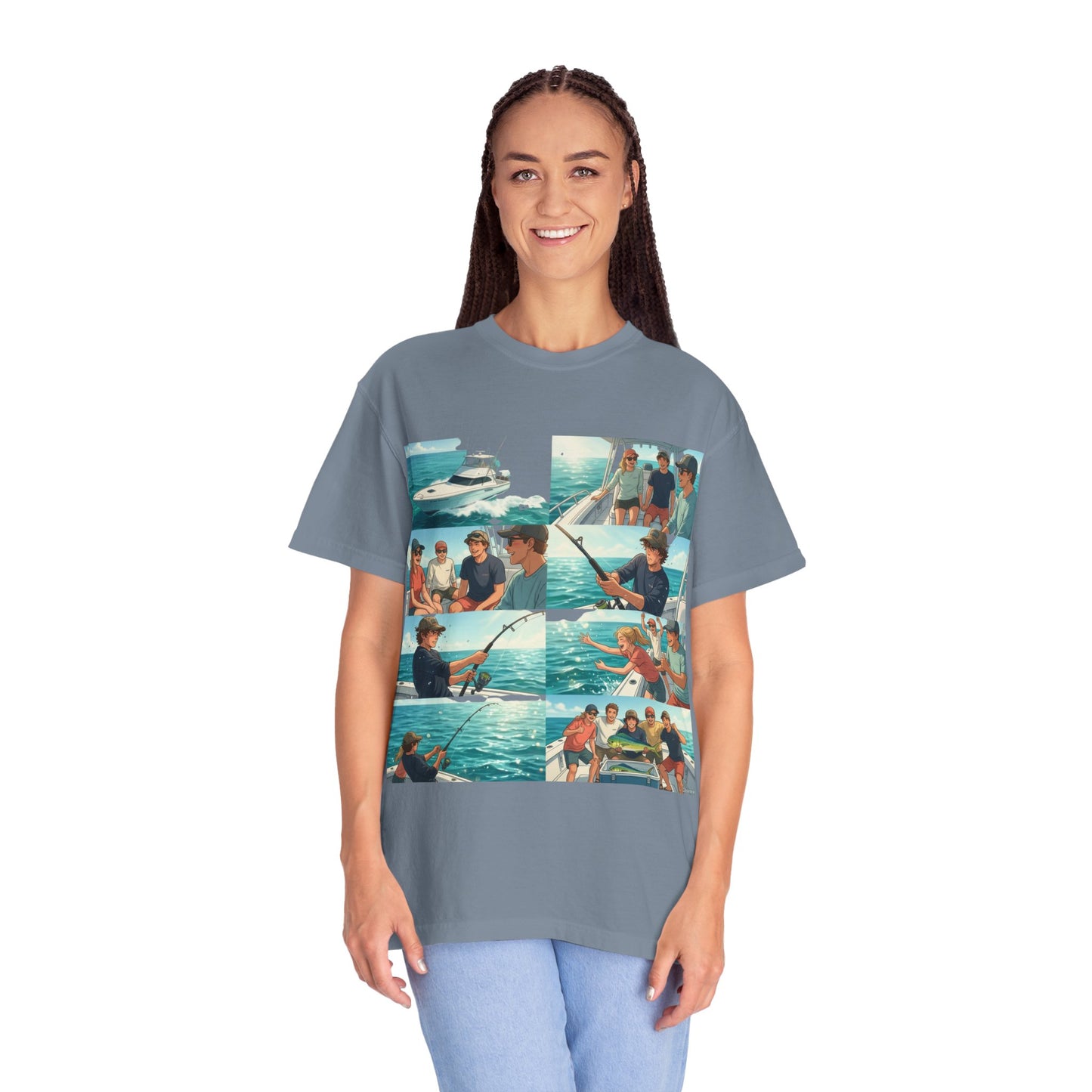 Deep Sea Energy (Friends Fishing Edition) Fishing Trip Photo Collage T-Shirt