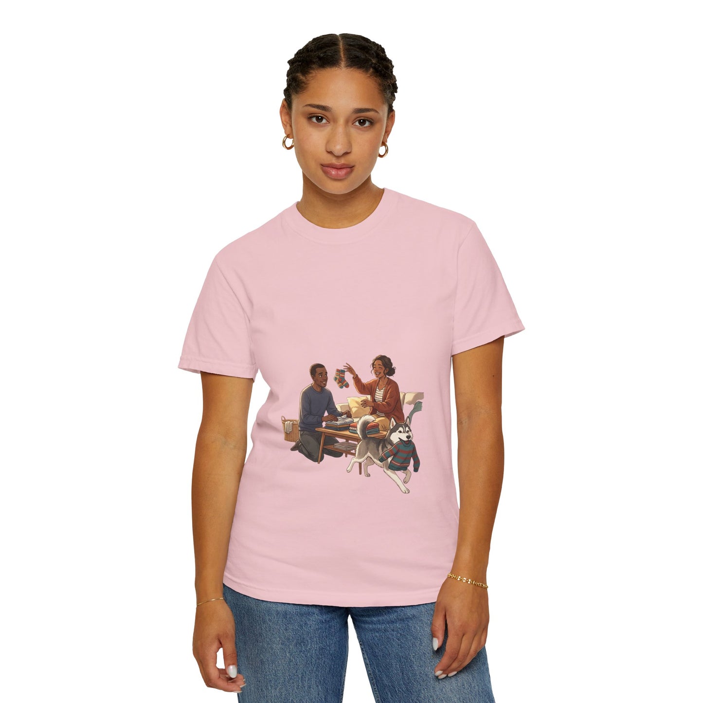 Picnic Cheers T-Shirt — Vintage Couple & Dog Illustration Tee