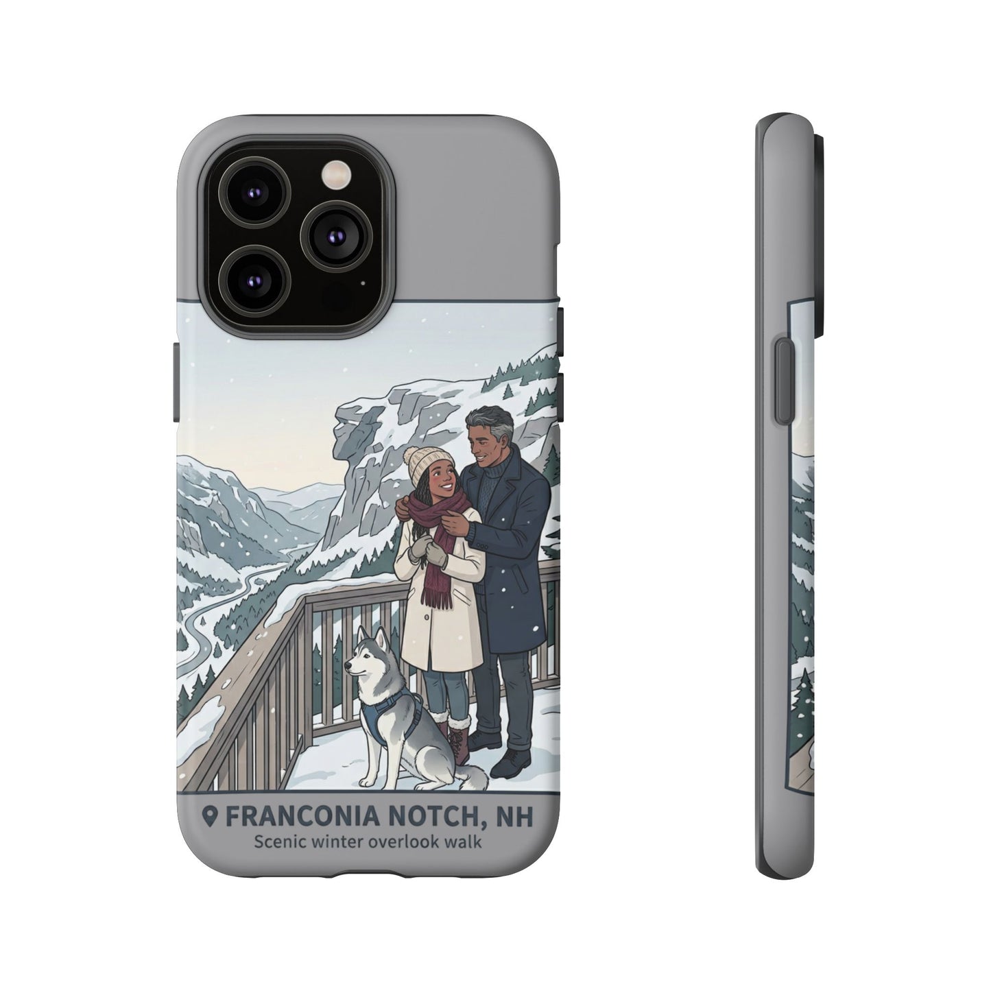 Winter Scenic Phone Case — Franconia Notch NH Couples & Husky Design