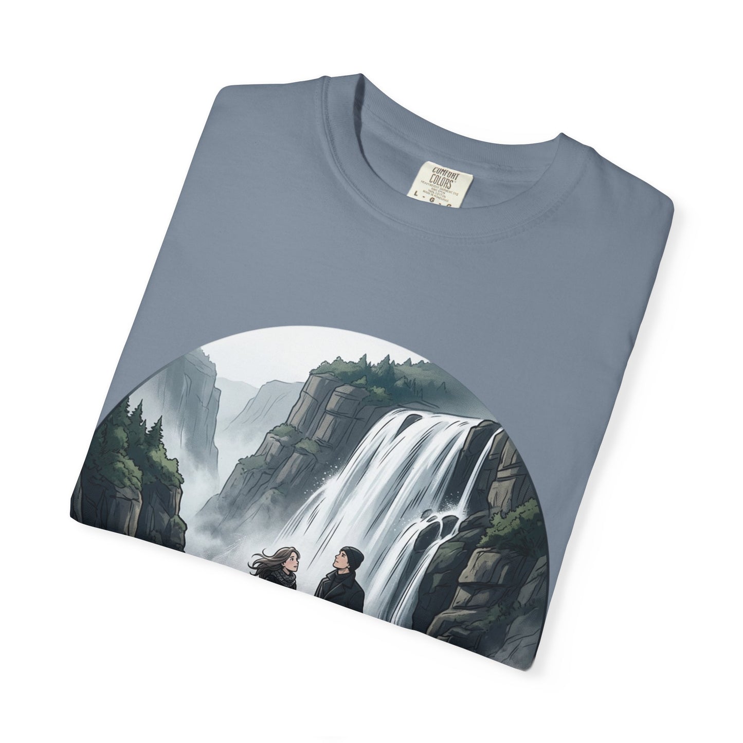 Explore More T-Shirt — Adventure Graphic Tee with Waterfall Scene