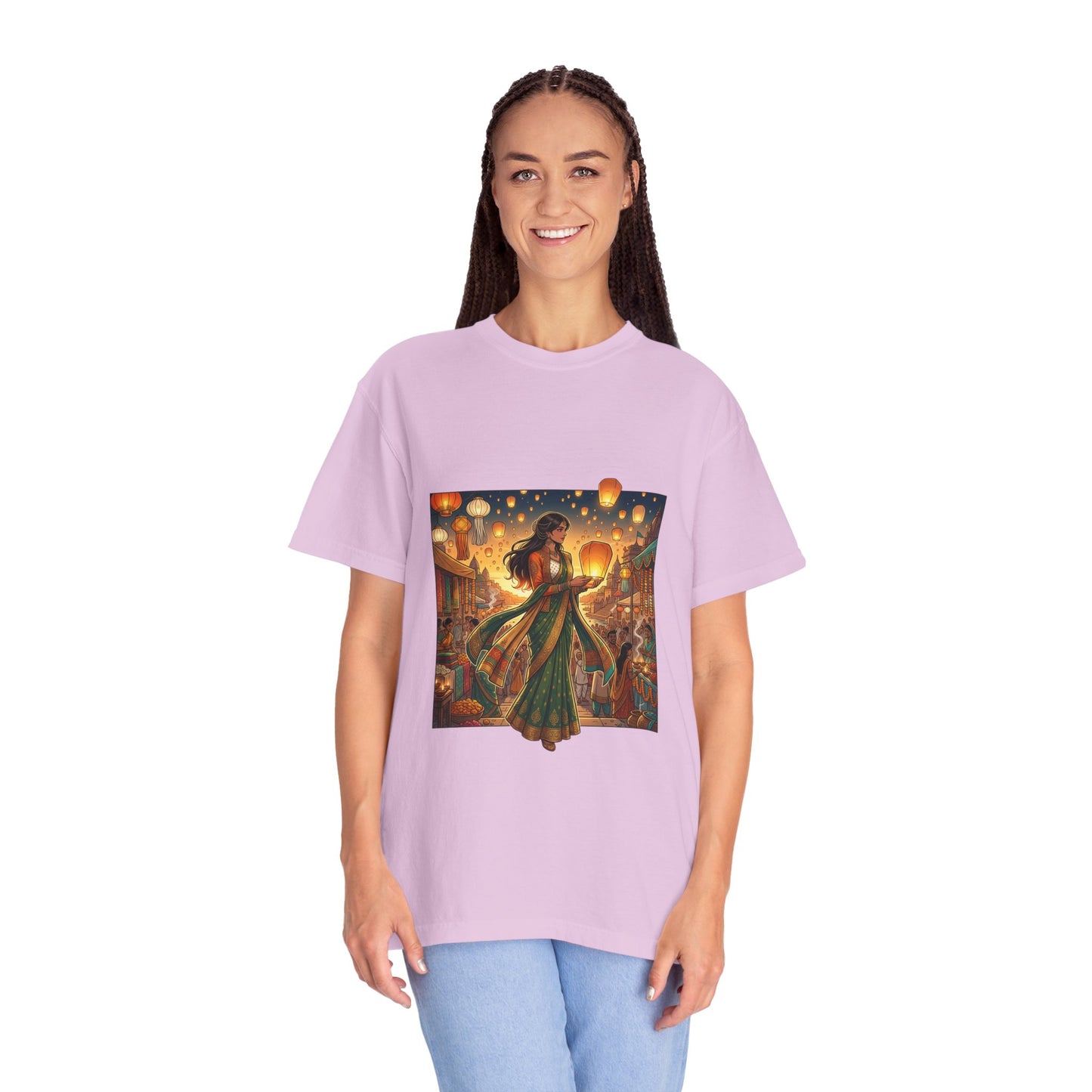 Diwali Lantern Festival T-Shirt — Indian Dancer with Floating Sky Lanterns