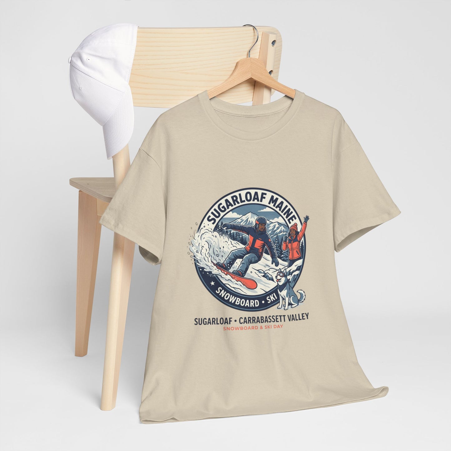 Sugarloaf Maine Snowboard & Ski T‑Shirt — Sugarloaf‑Carrabassett Valley Retro Graphic Tee