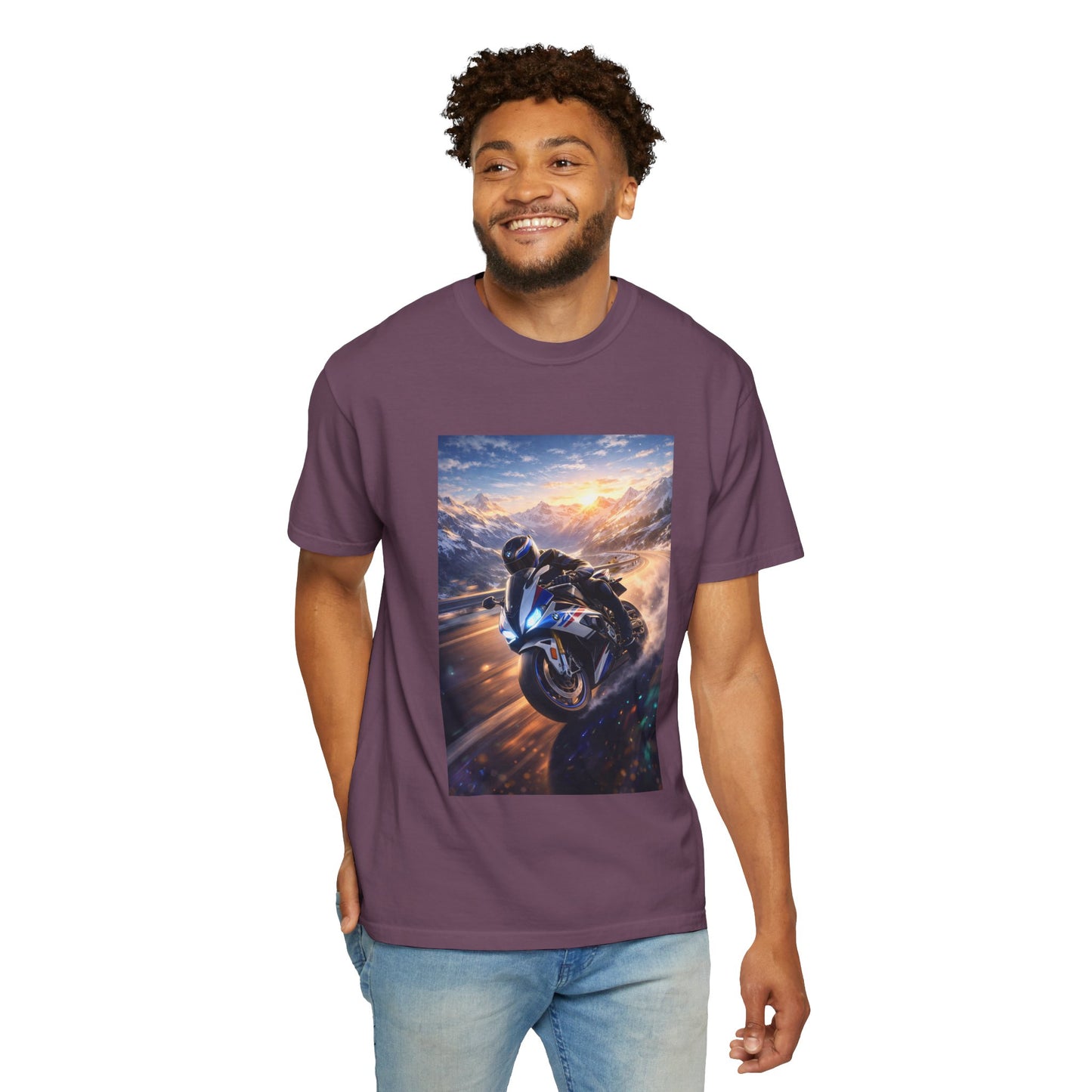 BMW S1000RR ALPINE GHOST RIDE - T‑Shirt — Sportbike Skyline Graphic Tee