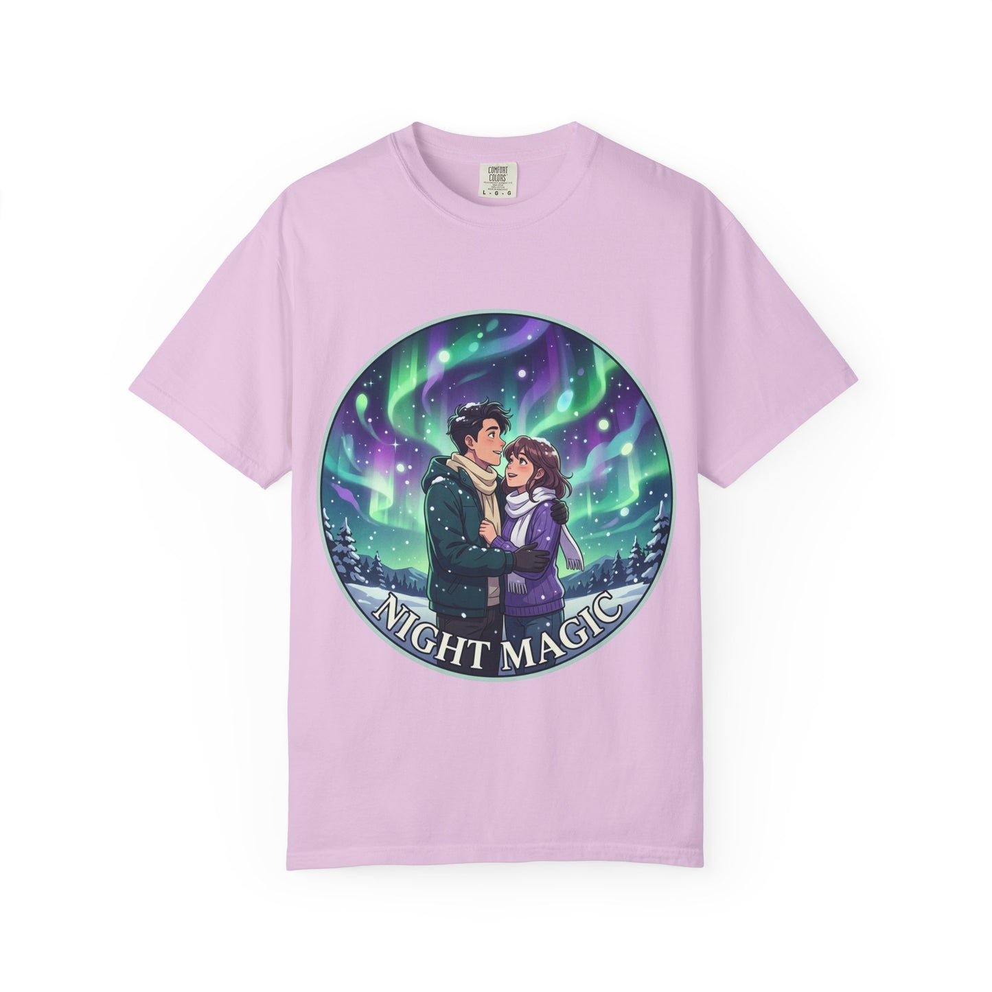 Night Magic T-Shirt — Northern Lights Couple Illustration