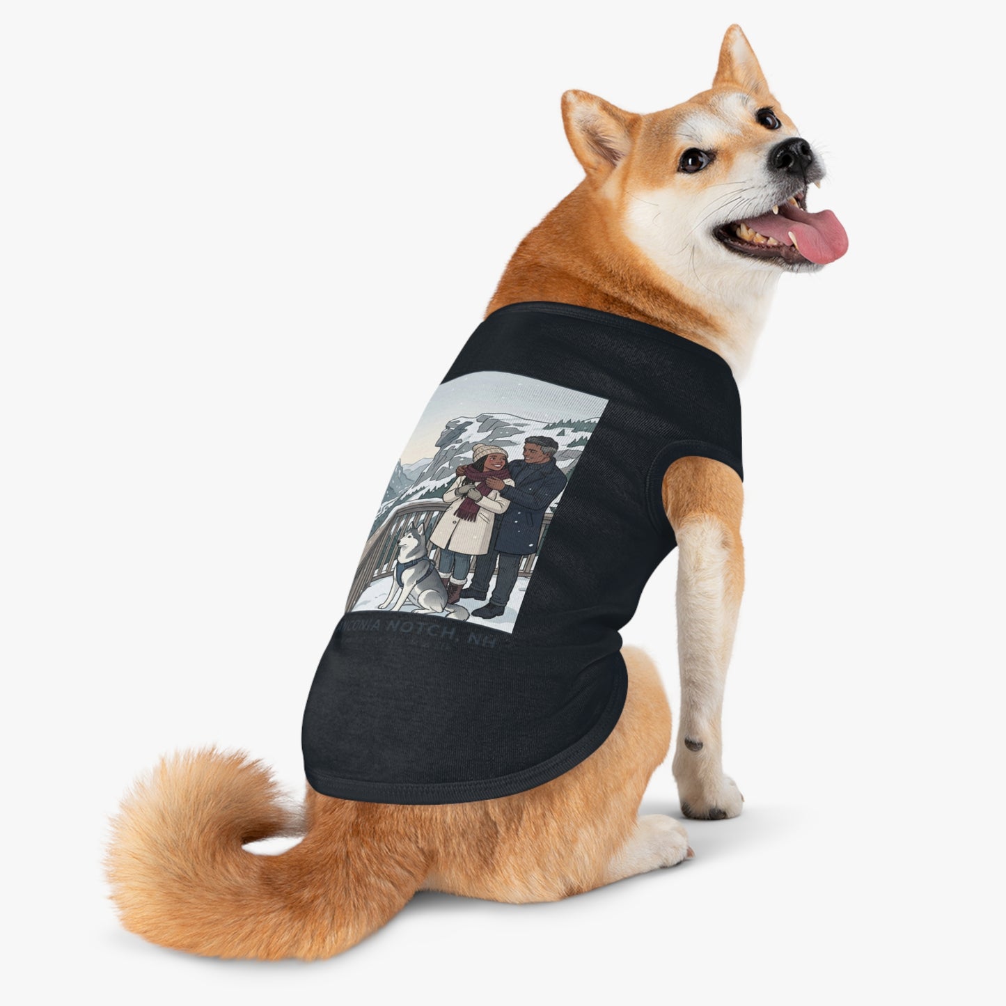 Dog Winter Walk Tank — Cozy Couple & Husky Scenic Pet Tank Top