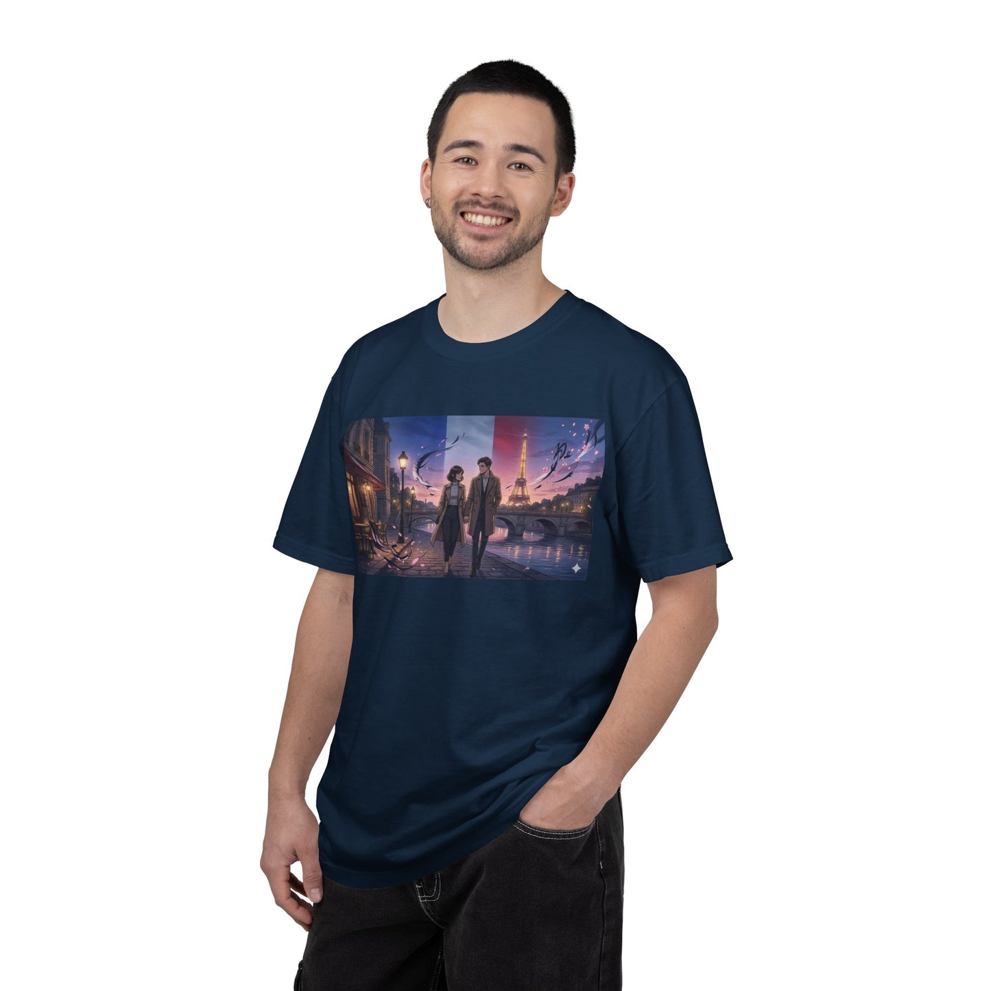 T-Shirt — Romantic City Night Stroll Illustration