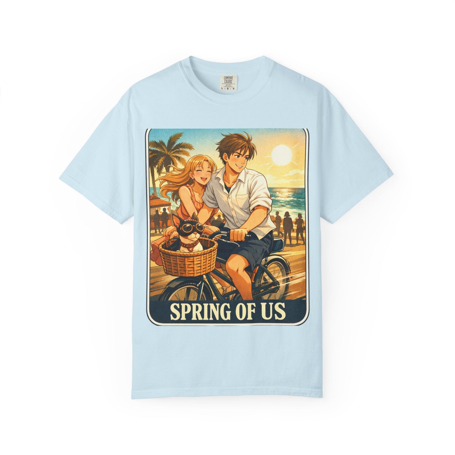 Spring of Us T-Shirt — Vintage Beach Couple Bicycle Design