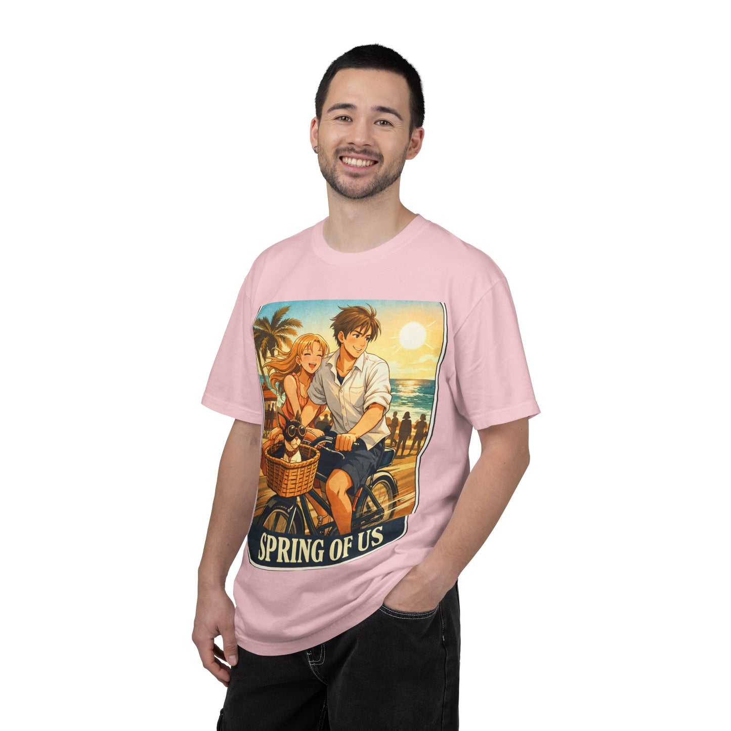 Spring of Us T-Shirt — Vintage Beach Couple Bicycle Design