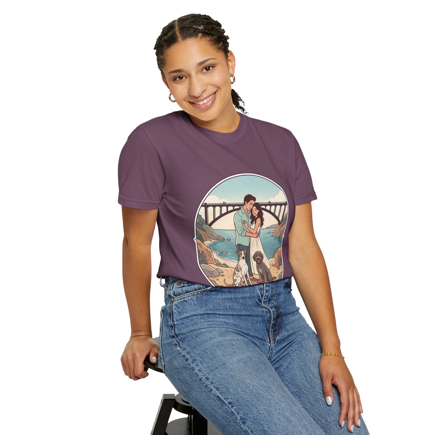 T-Shirt — Romantic Coastal Couples Tee “Some Moments Are Forever” with Dogs