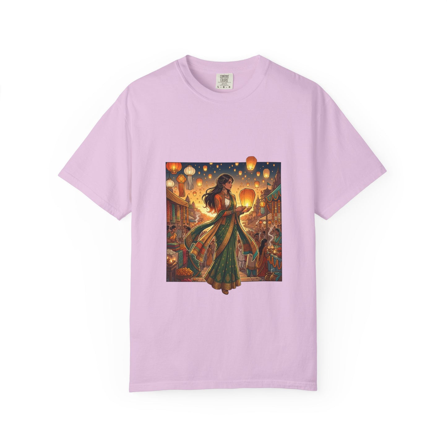 Diwali Lantern Festival T-Shirt — Indian Dancer with Floating Sky Lanterns