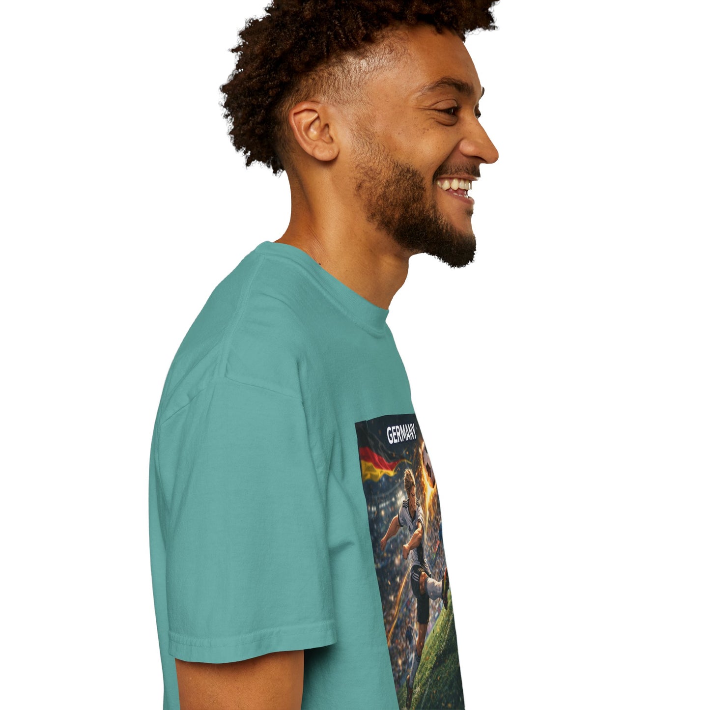 Germany Soccer Player Graphic T-Shirt — Retro Football Stadium Print
