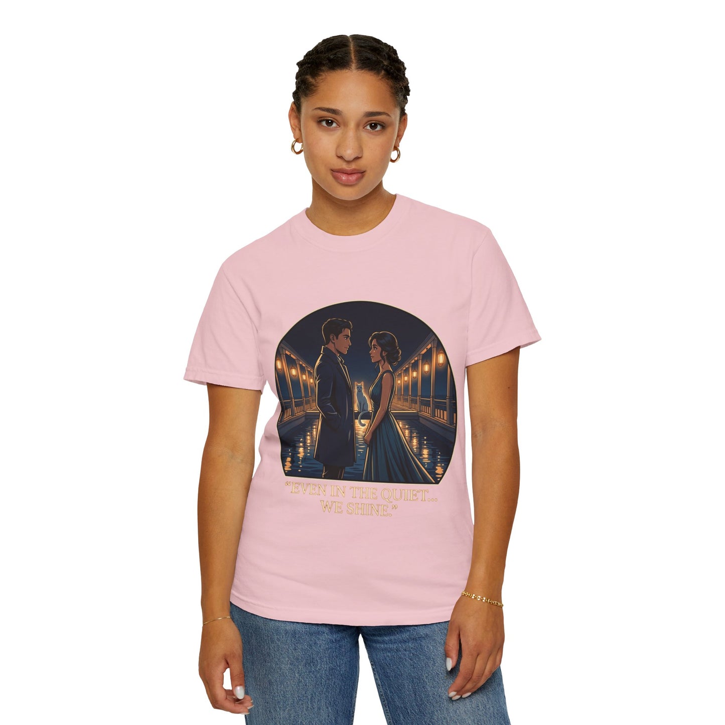 Romantic Night Stroll T-Shirt — "Even in the Quiet... We Shine" Graphic Tee