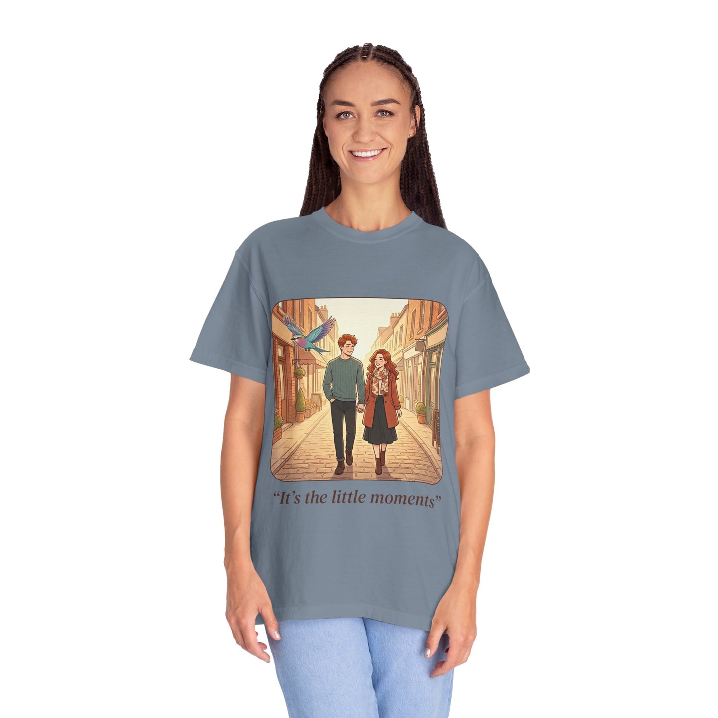Romantic Stroll T-Shirt — “It’s the little moments” Couple Illustration Tee