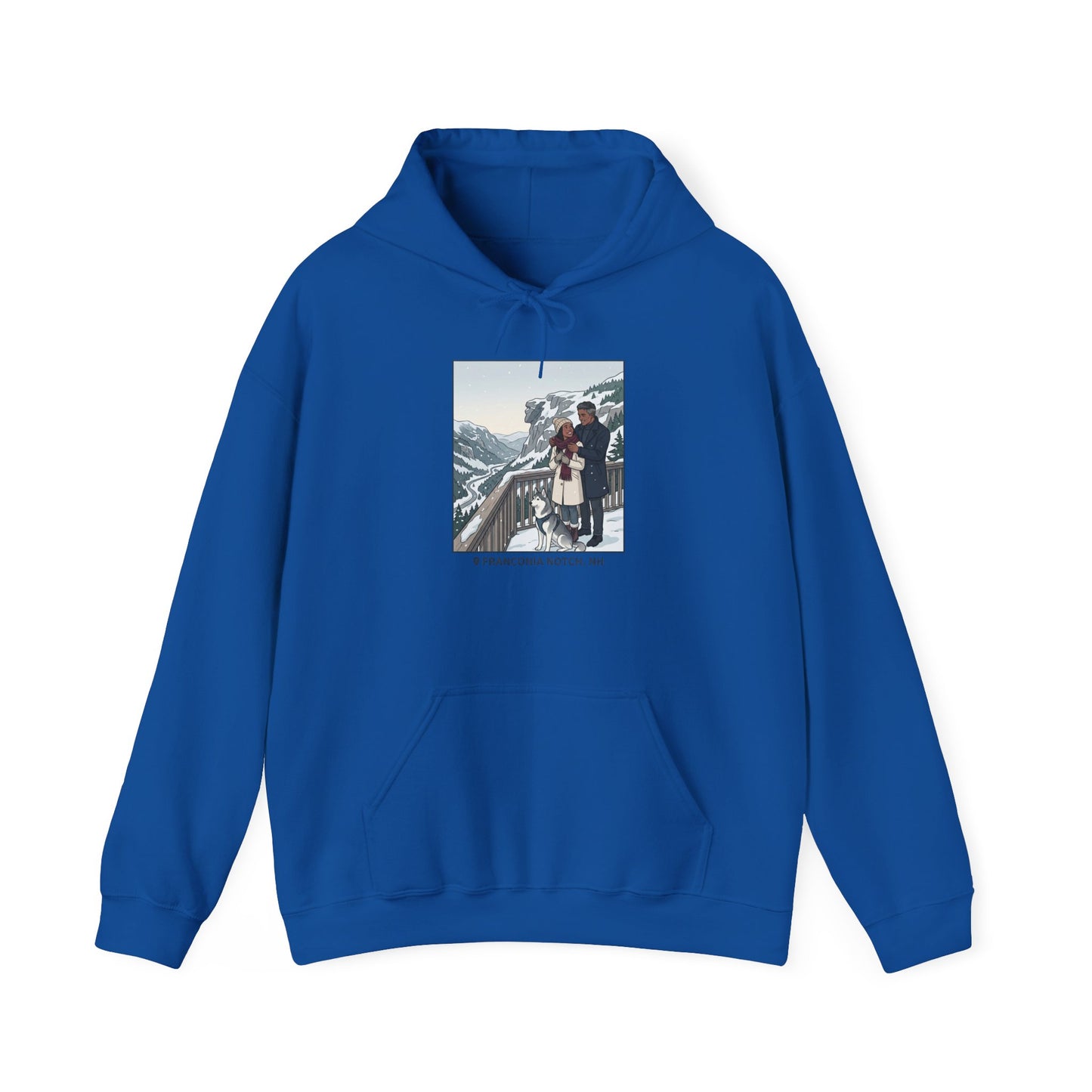 Winter Couple Photo Hoodie — Vintage Alps Travel Graphic Sweatshirt
