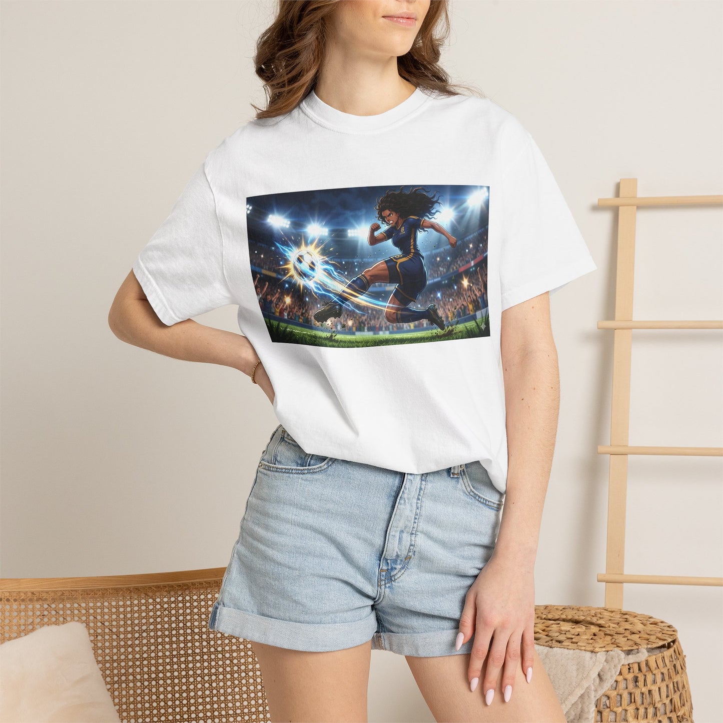 Soccer Kick Graphic T-Shirt — Energetic Stadium Football Design