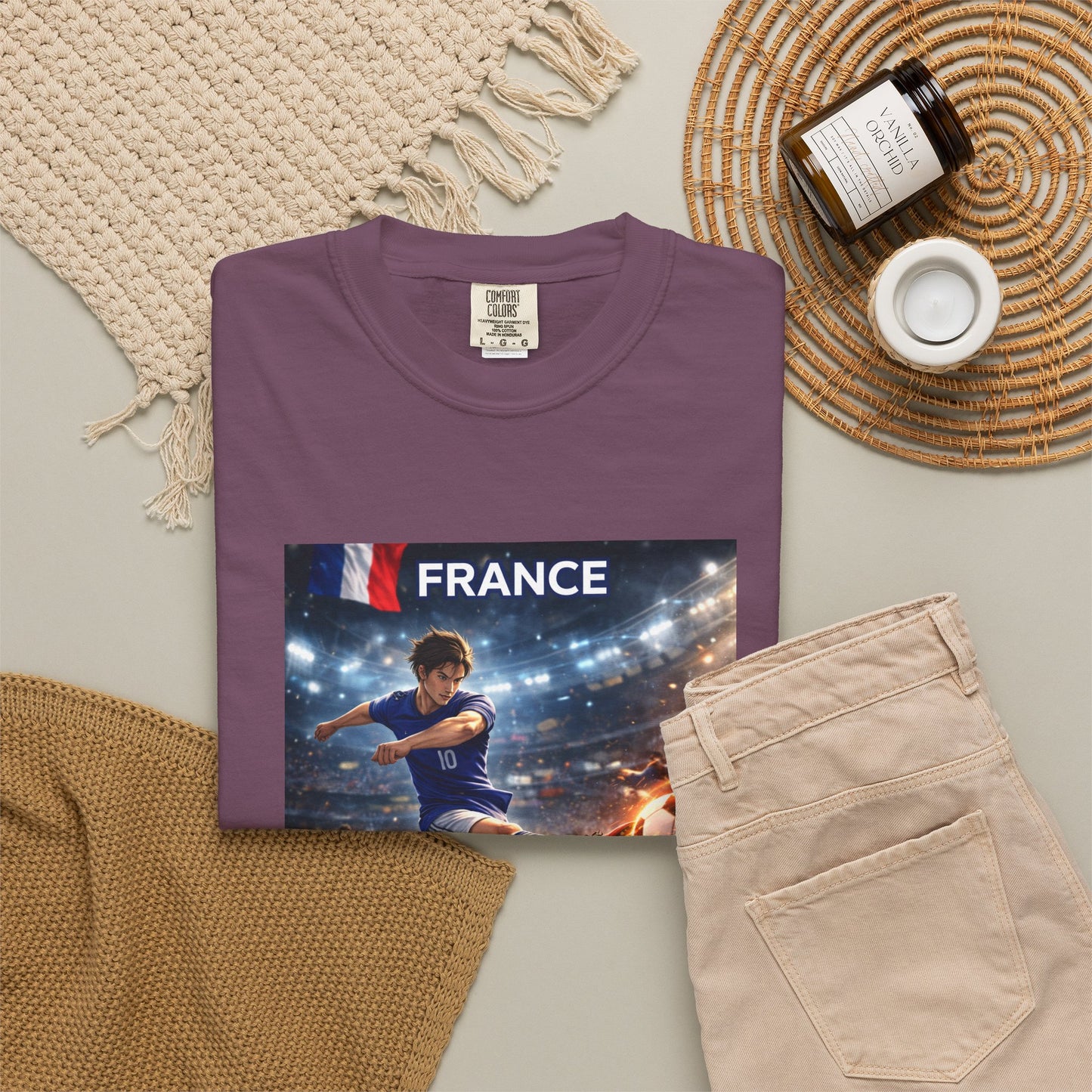 France Soccer Player Graphic T-Shirt — Football Kick Stadium Design