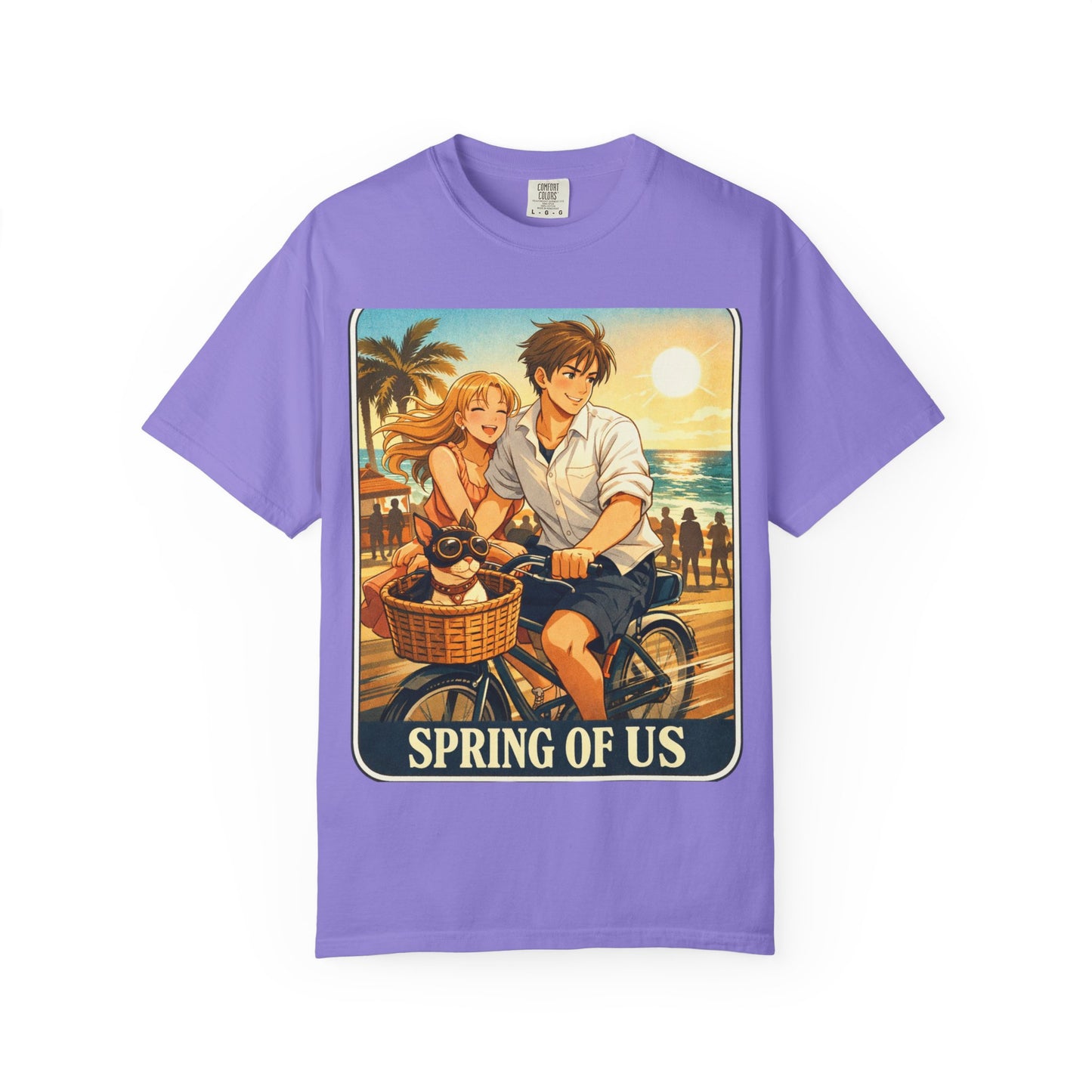 Spring of Us T-Shirt — Vintage Beach Couple Bicycle Design