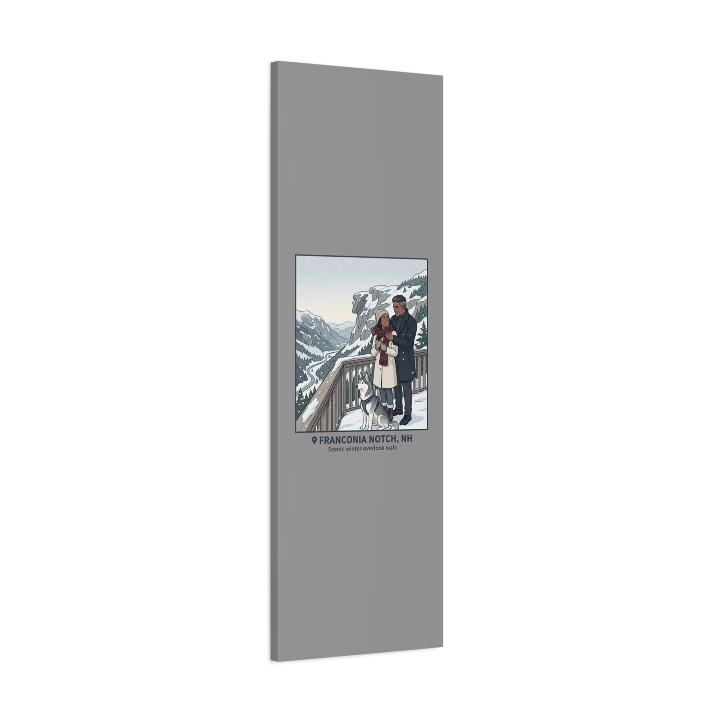 Franconia Notch Winter Couple Canvas Wall Art — Scenic New Hampshire Snowy Overlook Print