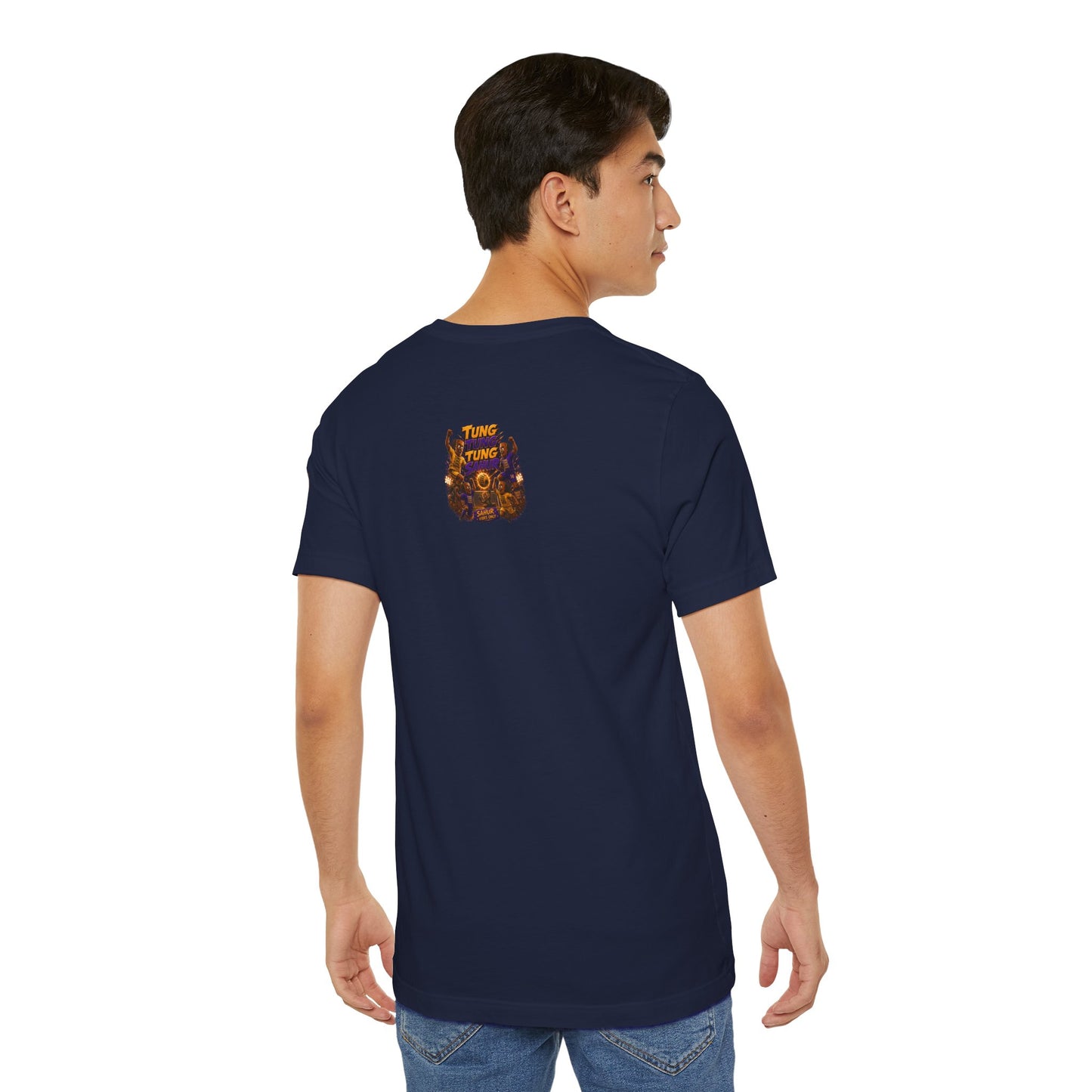 Tung Tung Tung Sahur Header Goal Soccer Action Graphic Tee — Team Court Night Design