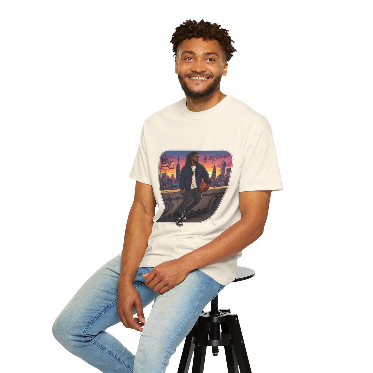 City Sunset Basketball Player T-Shirt — Urban Hoop Lifestyle Tee
