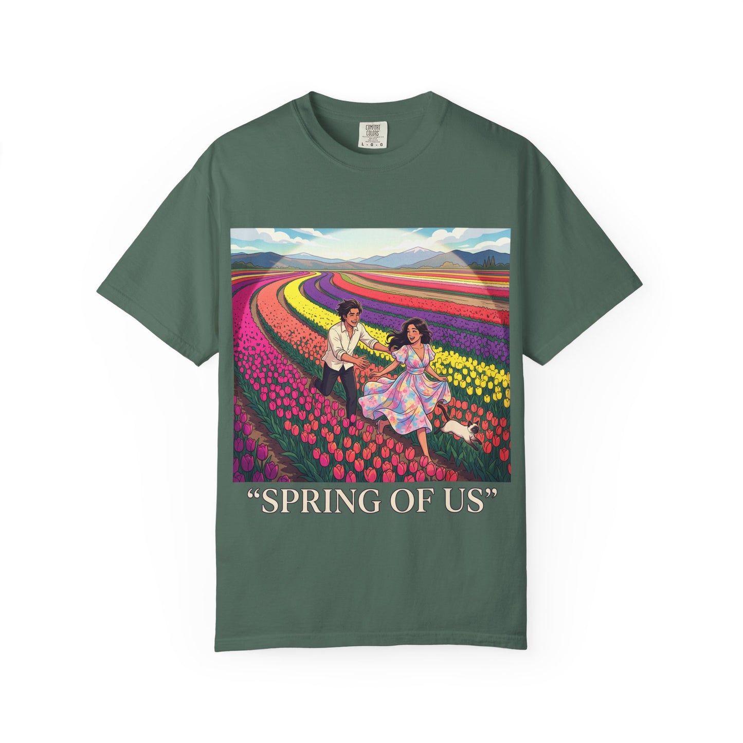 Spring of Us T-Shirt — Floral Field Vintage Couple Graphic Tee
