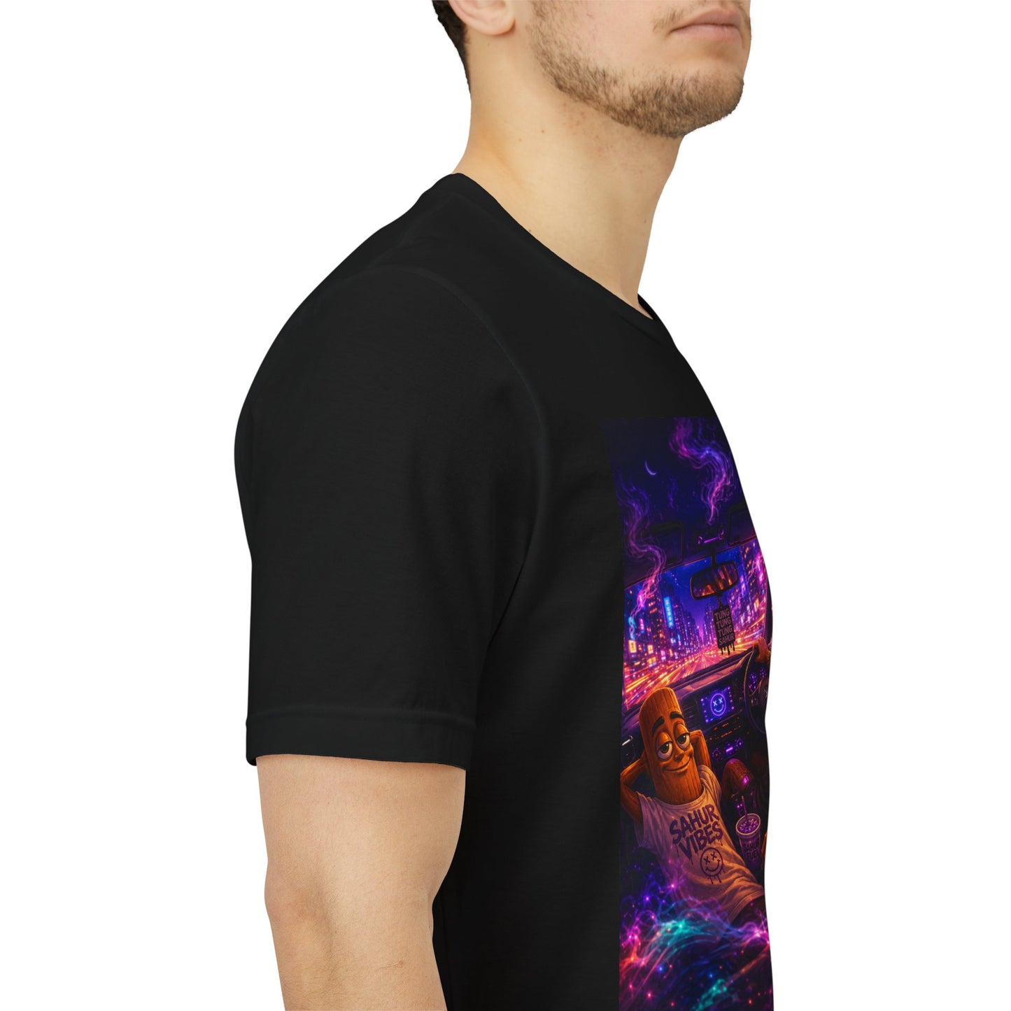 Tung Tung Tung Sahur Who Ride Like Us T-Shirt — Night Cruise Vaporwave Graphic Tee