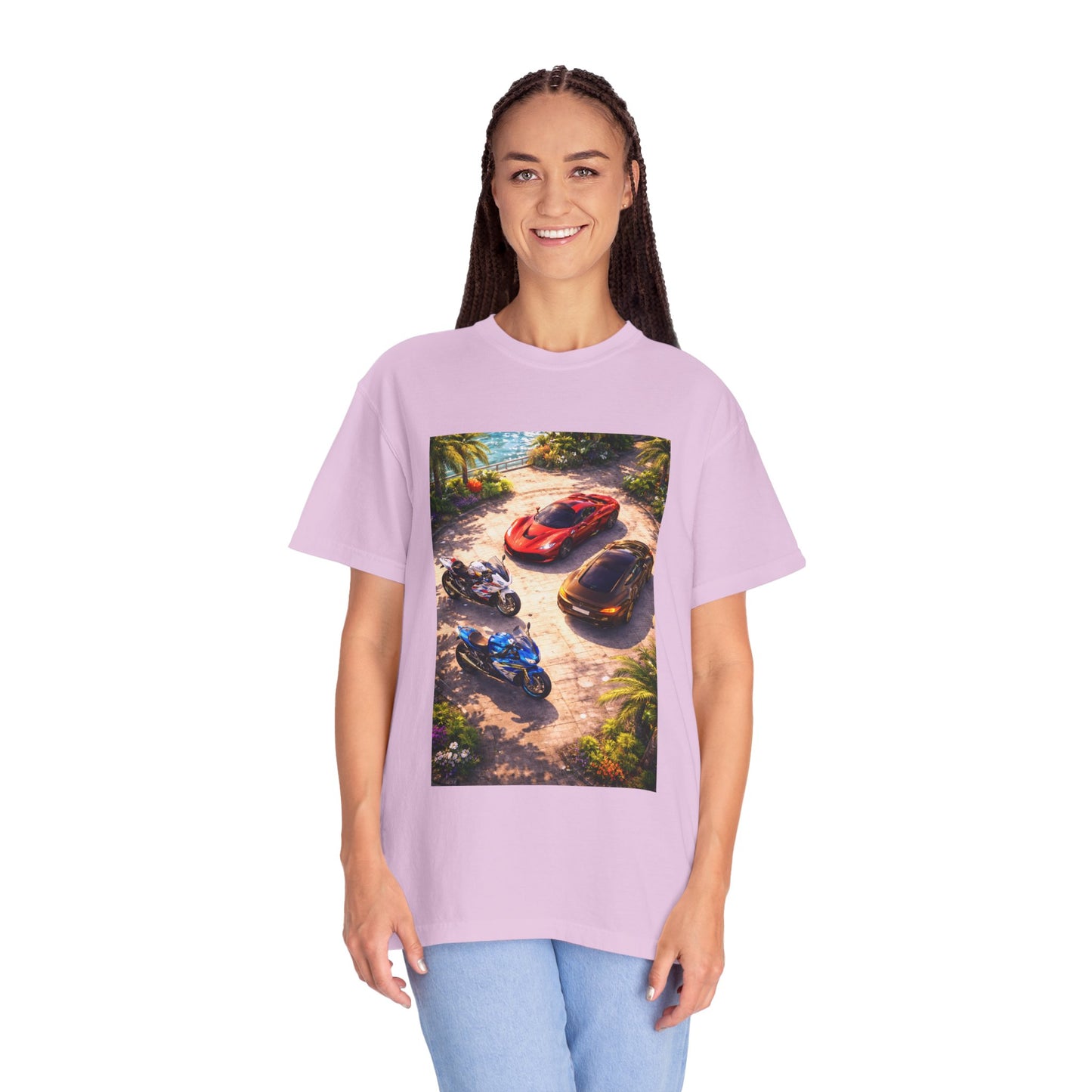 MULTI-VEHICLE - T-Shirt — Tropical Sports Cars & Motorbikes Print