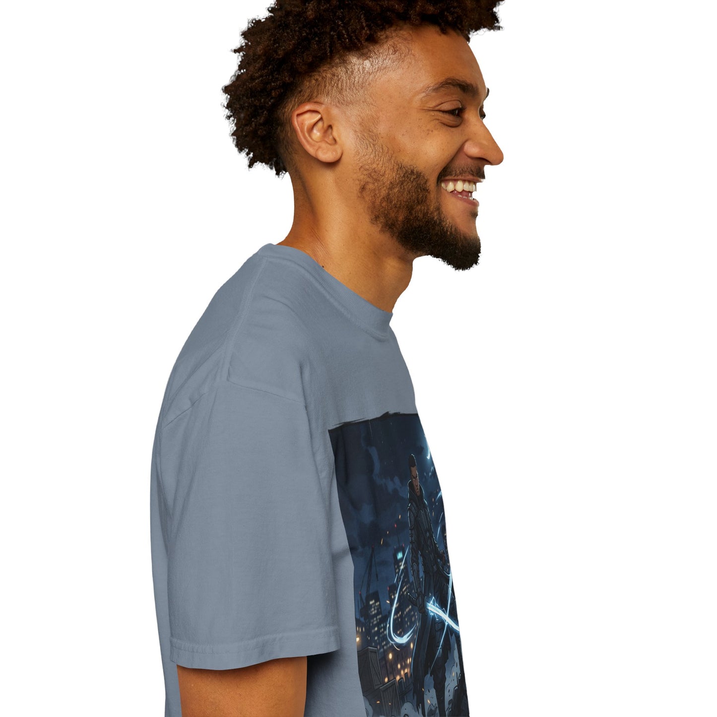 Urban Night Warrior T-Shirt — Neon Samurai Cityscape