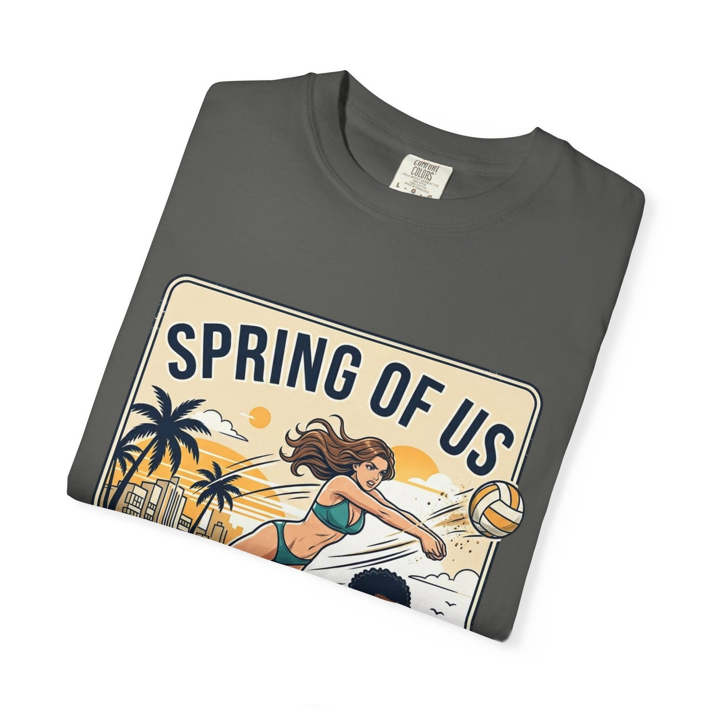 Spring of Us Beach Volleyball T-Shirt — Miami, Florida Retro Sun & Palm Tee