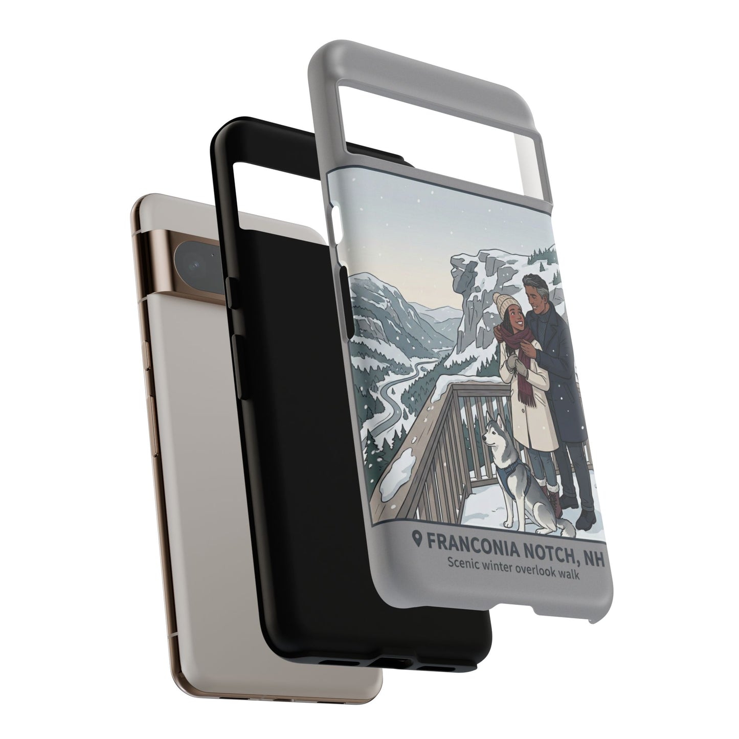 Winter Scenic Phone Case — Franconia Notch NH Couples & Husky Design