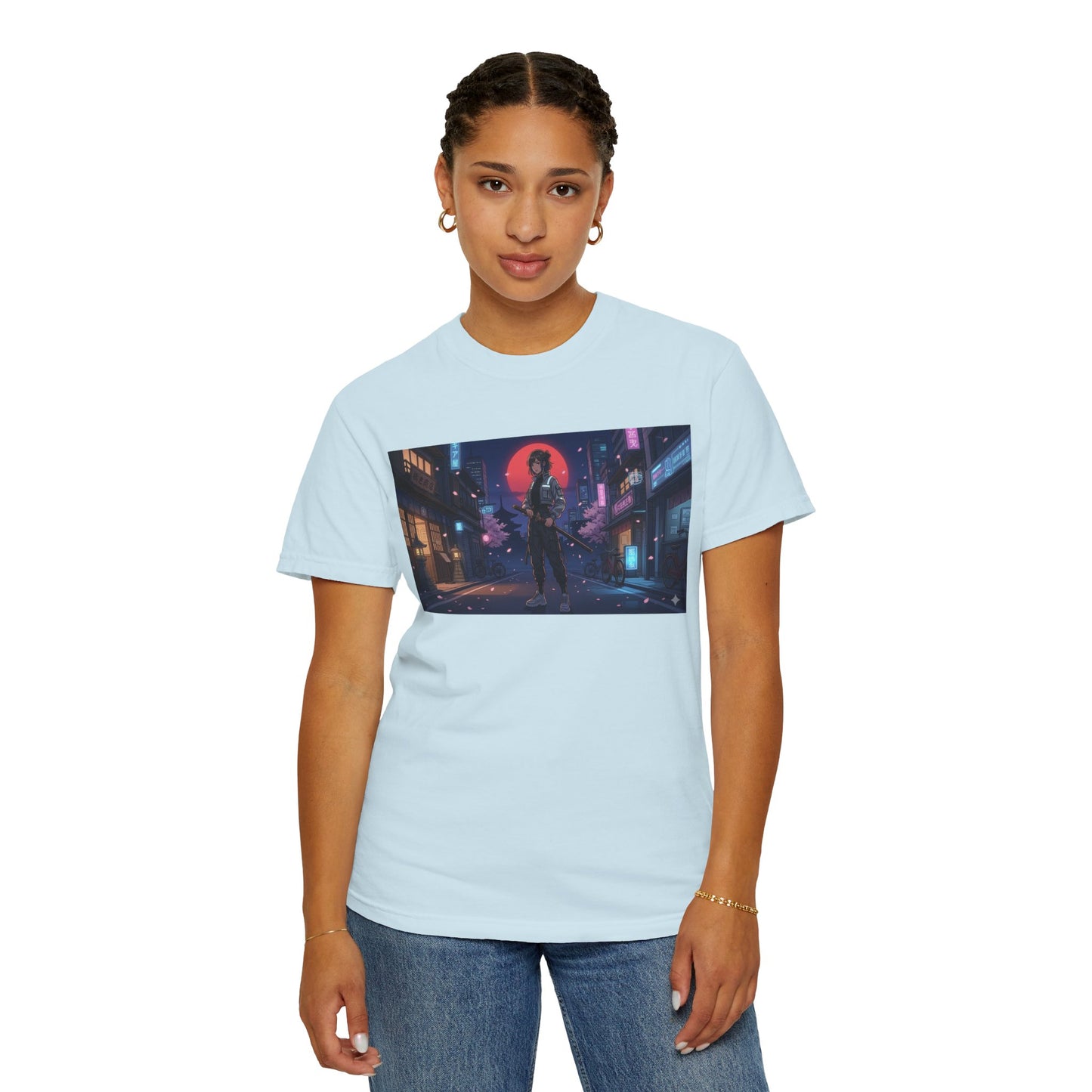 Cyberpunk Samurai T-Shirt — Neon Night Street Art Tee