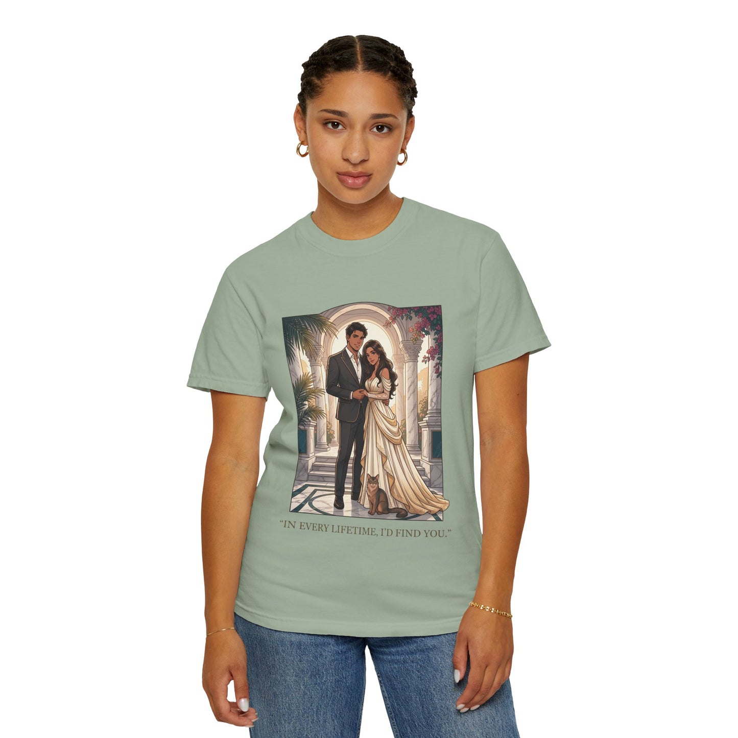 Romantic Vintage Wedding Portrait T-Shirt — "In Every Lifetime, I'd Find You"
