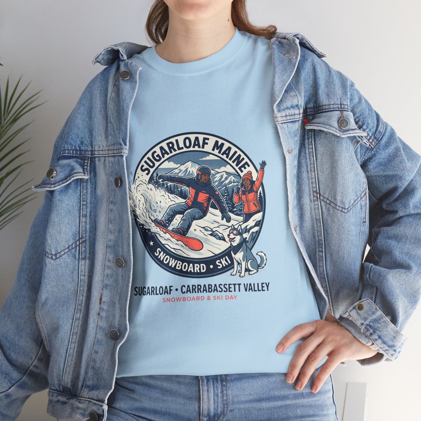 Sugarloaf Maine Snowboard & Ski T‑Shirt — Sugarloaf‑Carrabassett Valley Retro Graphic Tee