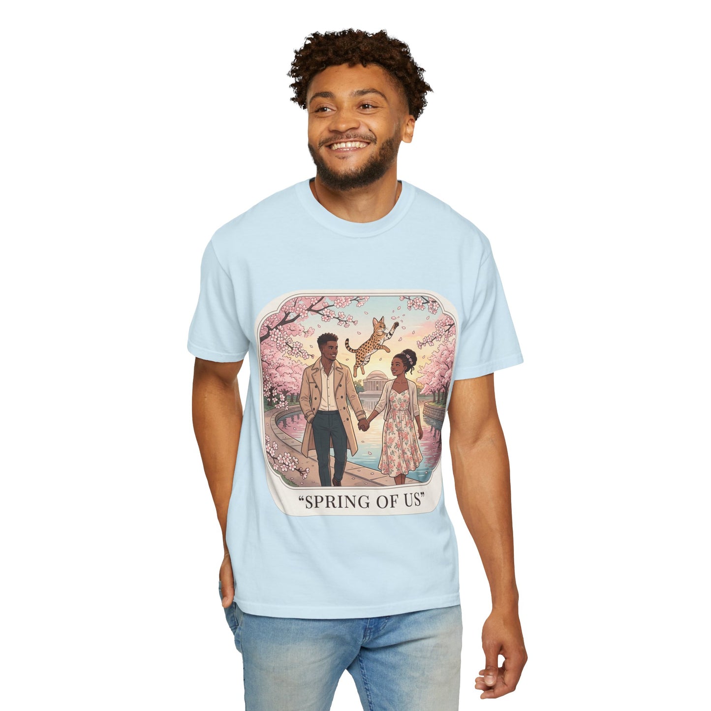 Spring of Us T-Shirt — Romantic Cherry Blossom Couple Graphic Tee