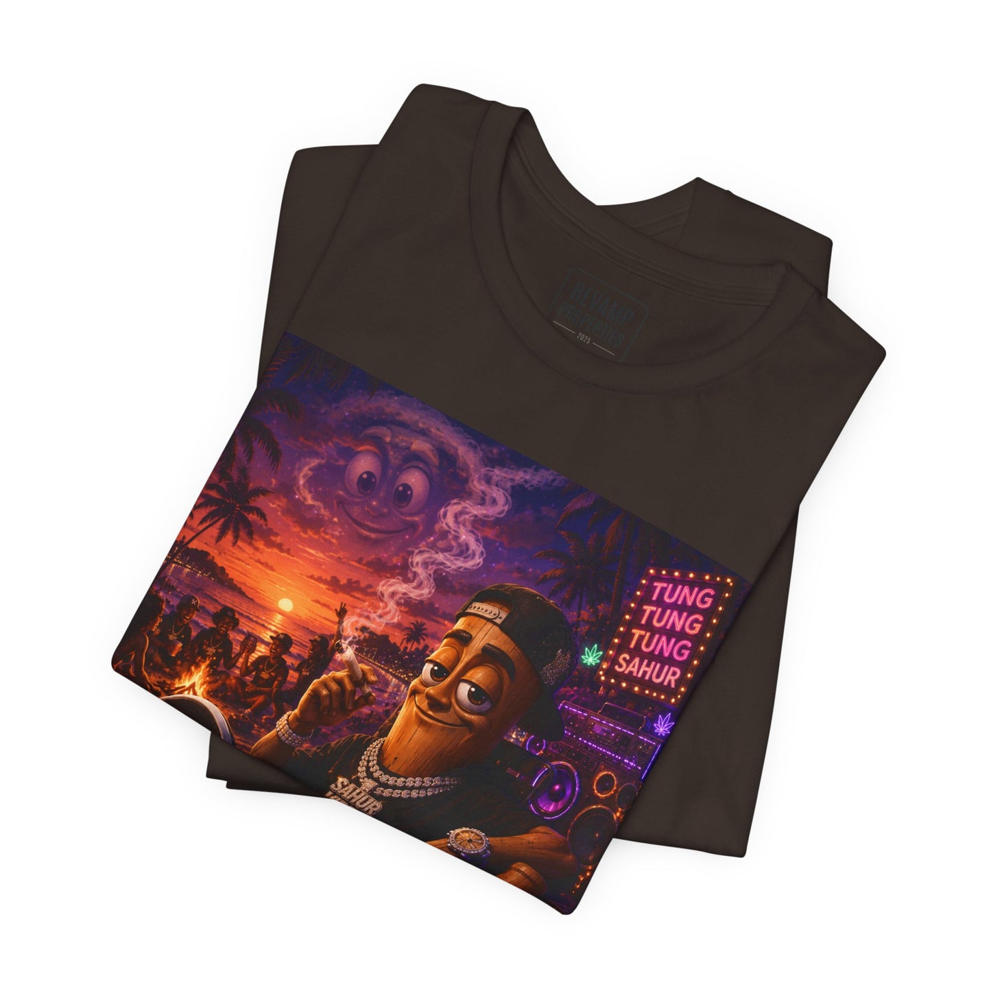 Tung Tung Tung Sahur Laid-Back Nightlife Graphic Tee — "Things Take Time" Urban Cartoon Design