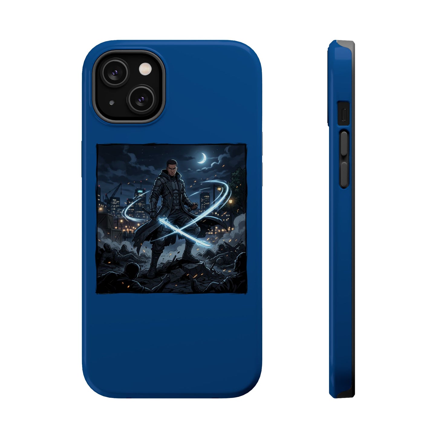 Magnetic Impact-Resistant Phone Case — Night Warrior Sci‑Fi Design
