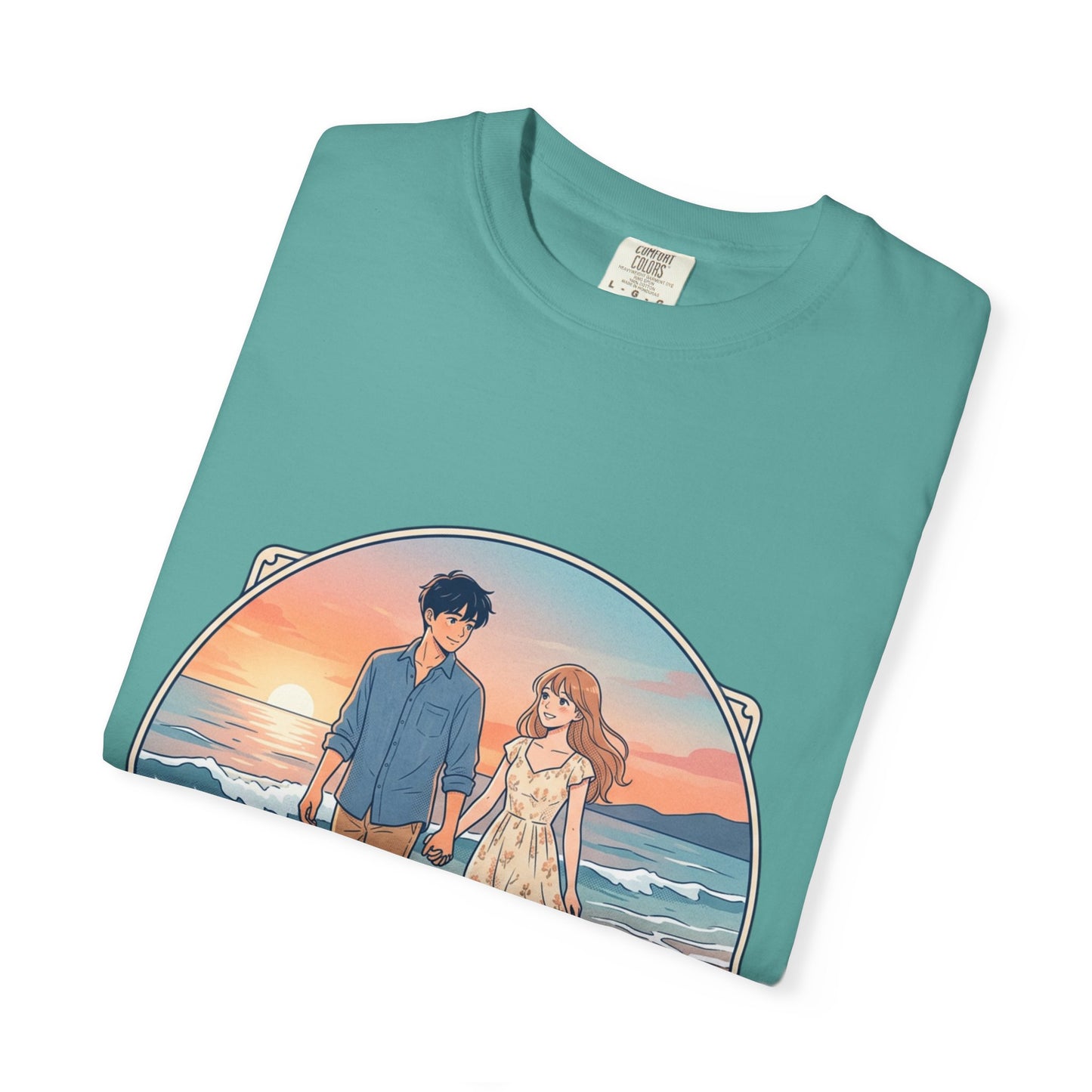 Sunset Lovers Beach T-Shirt — Romantic Couple Graphic Tee