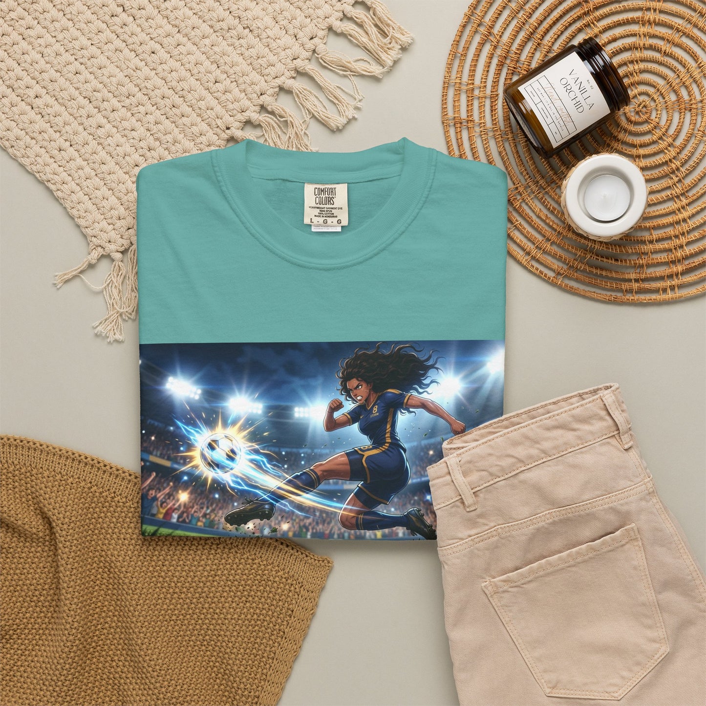 Soccer Kick Graphic T-Shirt — Energetic Stadium Football Design