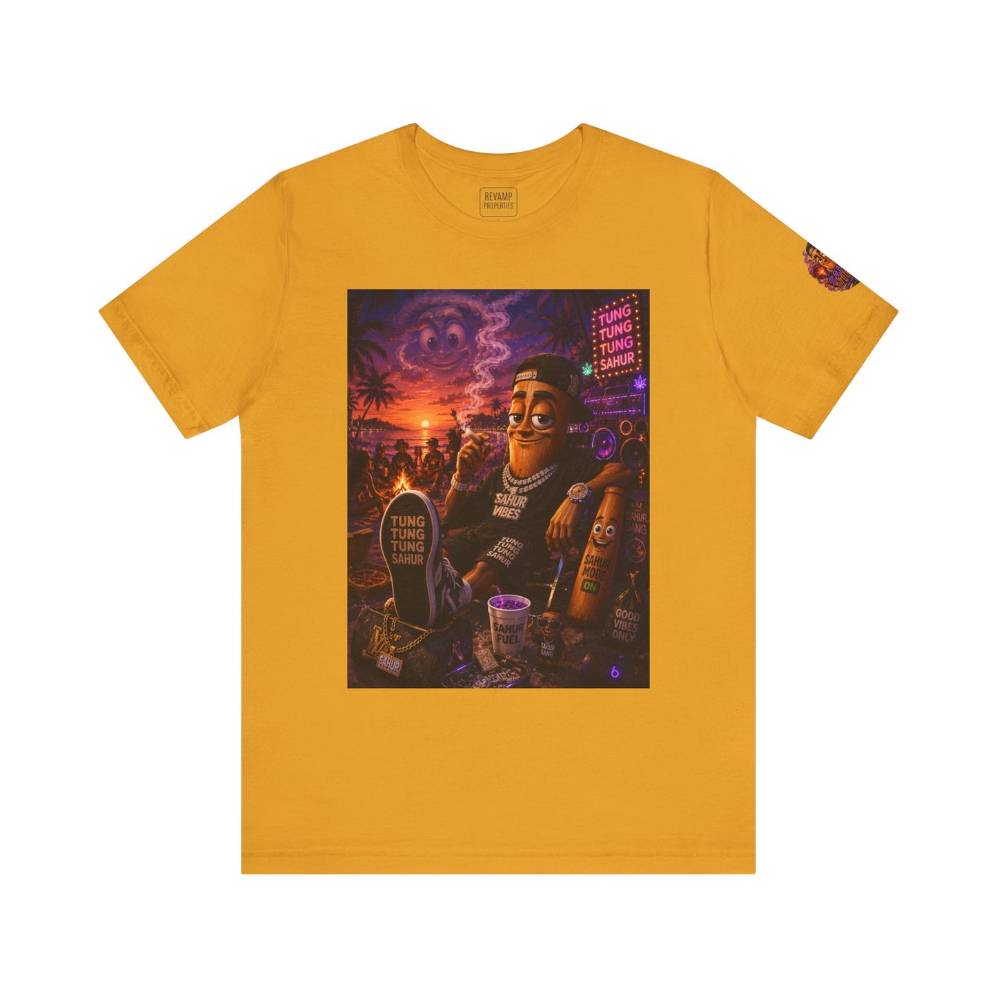 Tung Tung Tung Sahur Laid-Back Nightlife Graphic Tee — "Things Take Time" Urban Cartoon Design