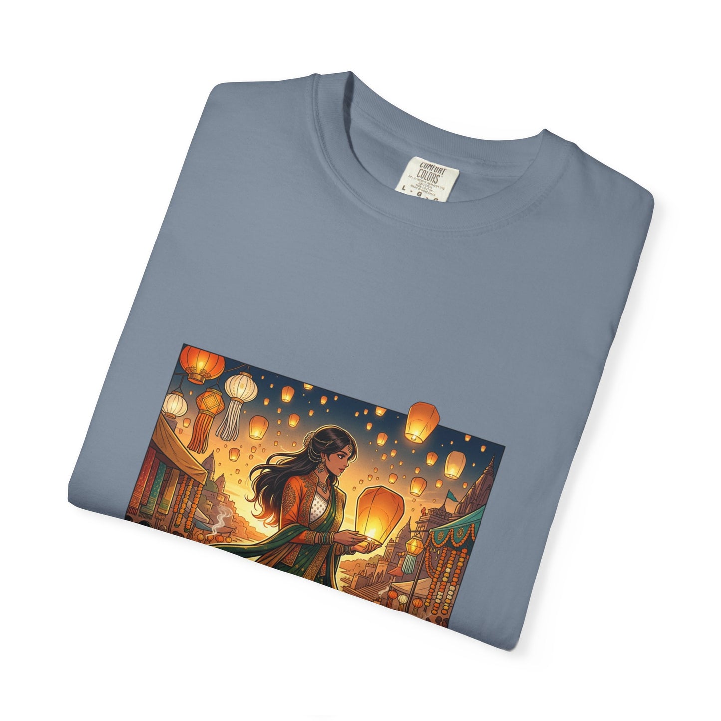 Diwali Lantern Festival T-Shirt — Indian Dancer with Floating Sky Lanterns