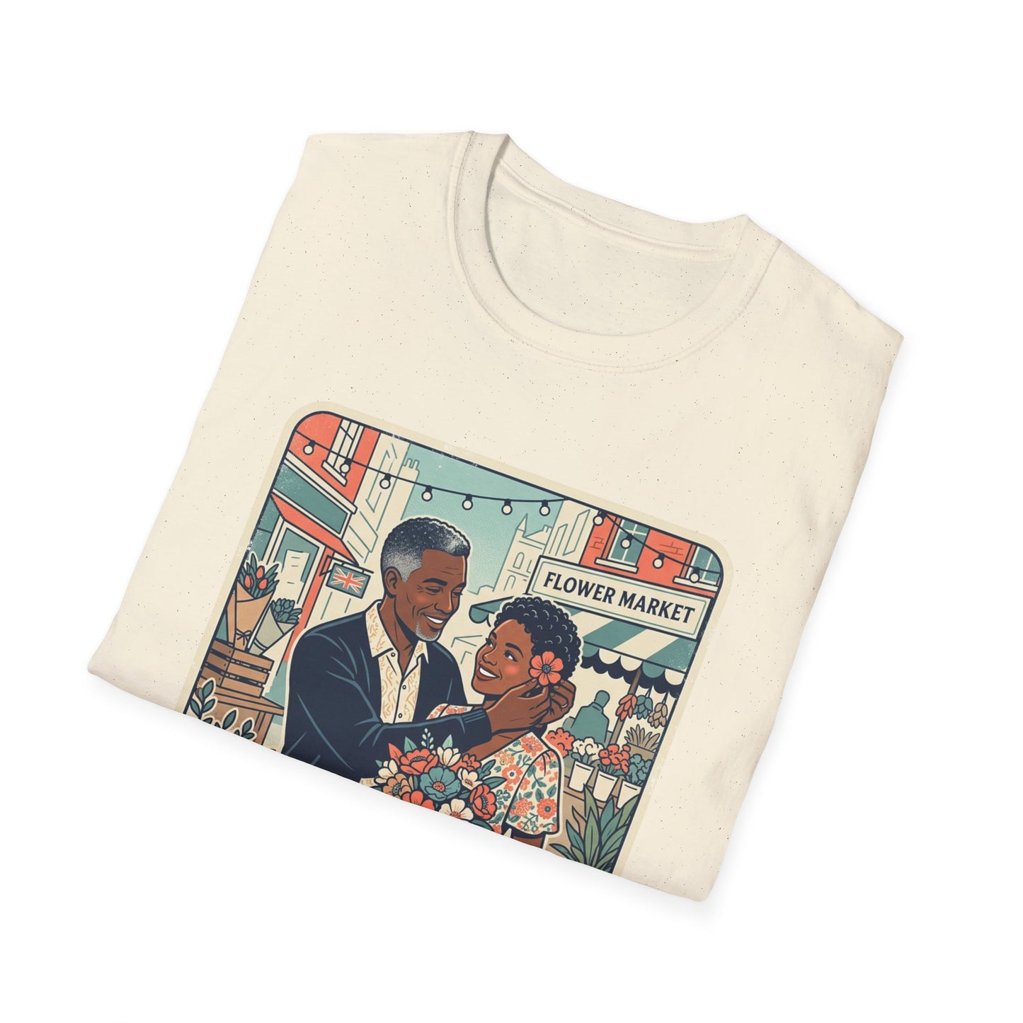 Flower Market Date — London T-Shirt — Retro Couple Floral Market Graphic Tee