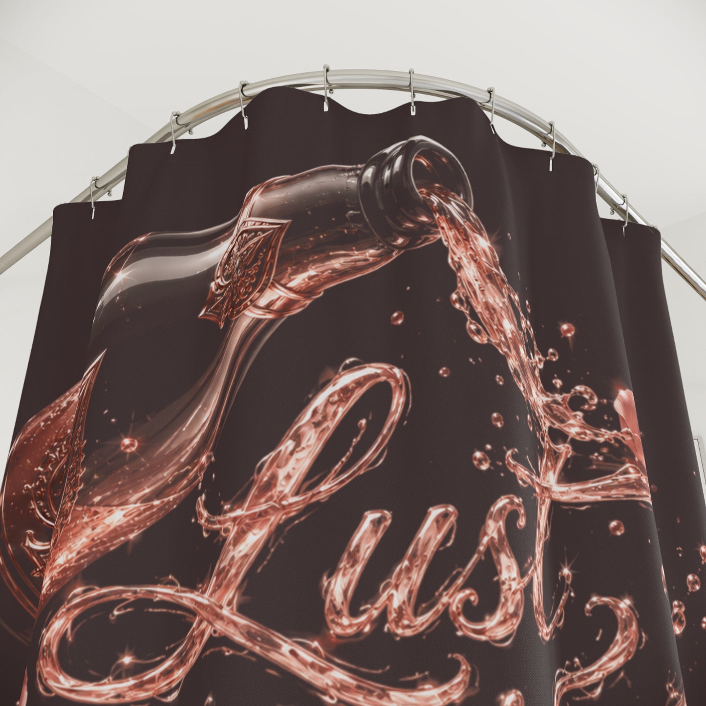Lust Wears Luxury Well Shower Curtain – Luxe Rose Gold Script Bathroom Decor