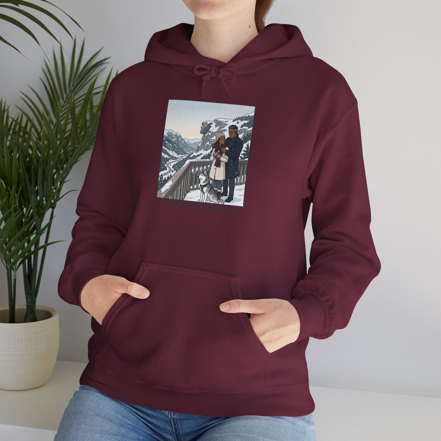 Winter Couple Photo Hoodie — Vintage Alps Travel Graphic Sweatshirt