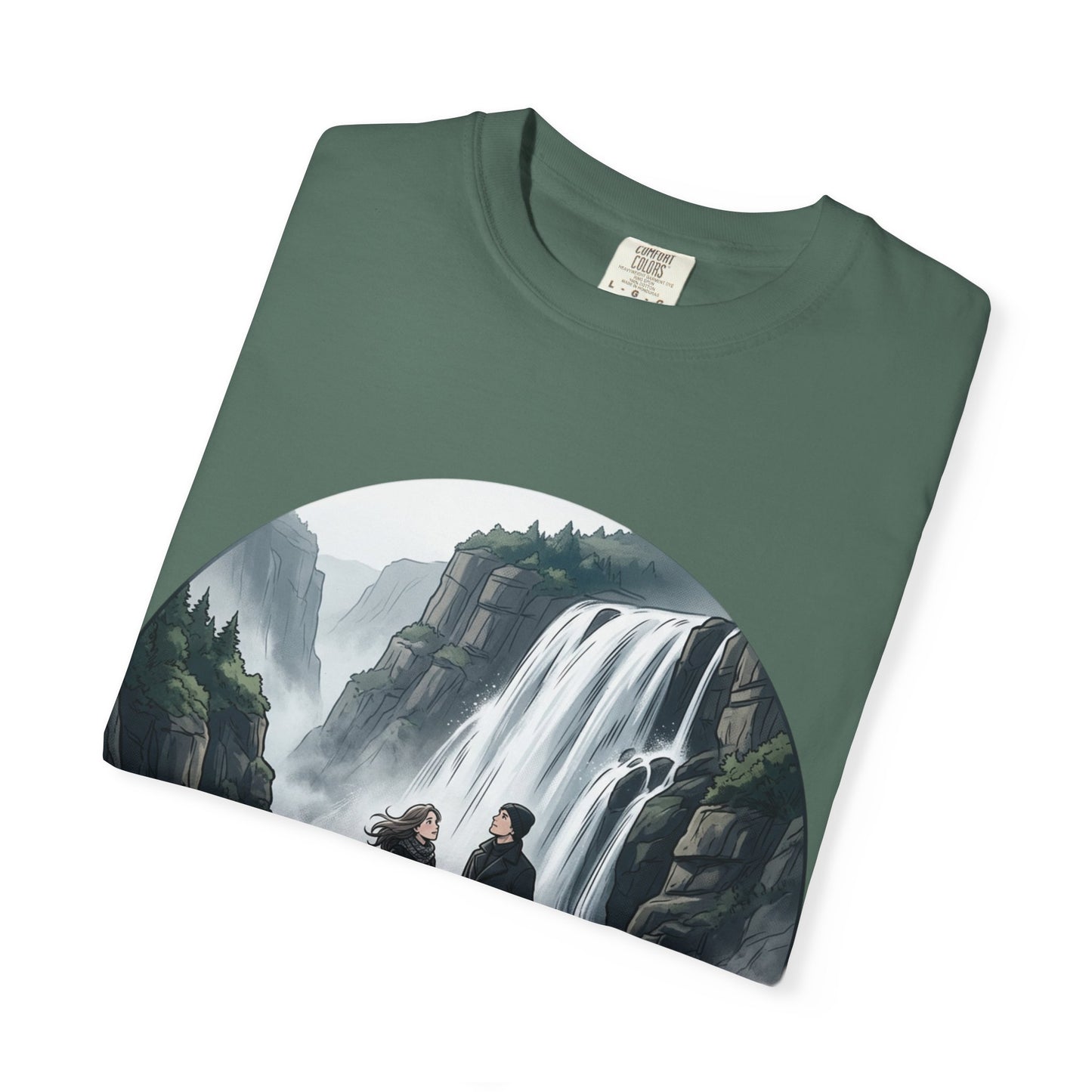 Explore More T-Shirt — Adventure Graphic Tee with Waterfall Scene
