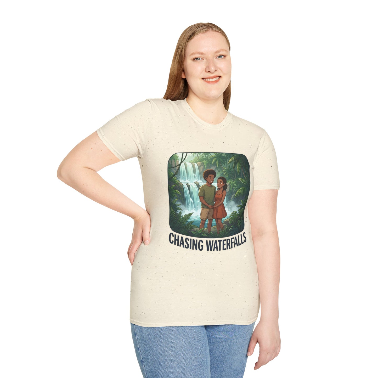 Chasing Waterfalls T-Shirt — Couple Adventure Graphic Tee