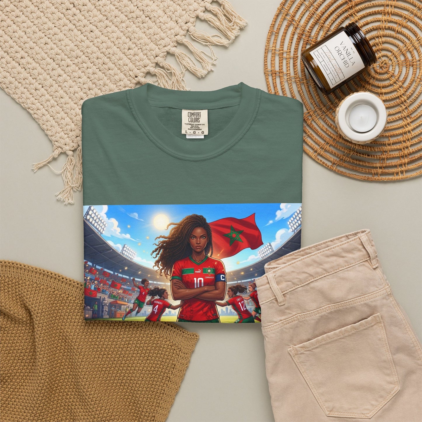 Morocco Soccer Champion Graphic T-Shirt — Inspiring Women’s Football Stadium Design