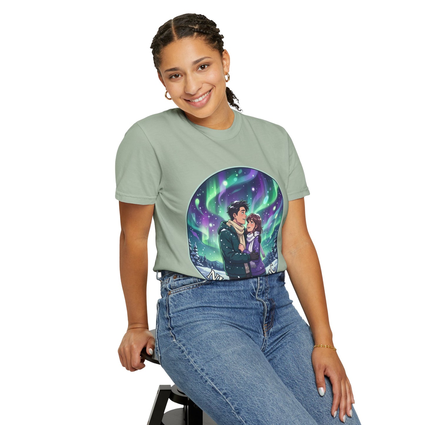 Night Magic T-Shirt — Northern Lights Couple Illustration