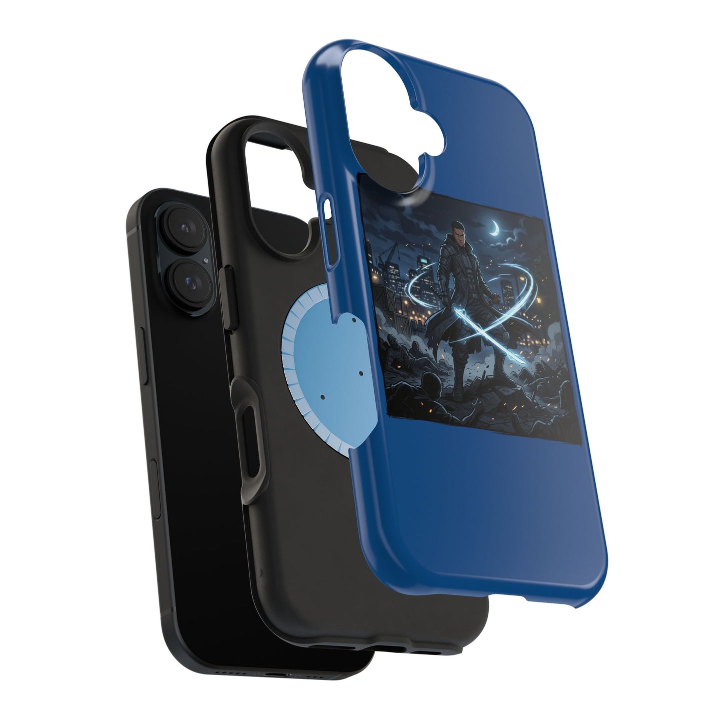 Magnetic Impact-Resistant Phone Case — Night Warrior Sci‑Fi Design