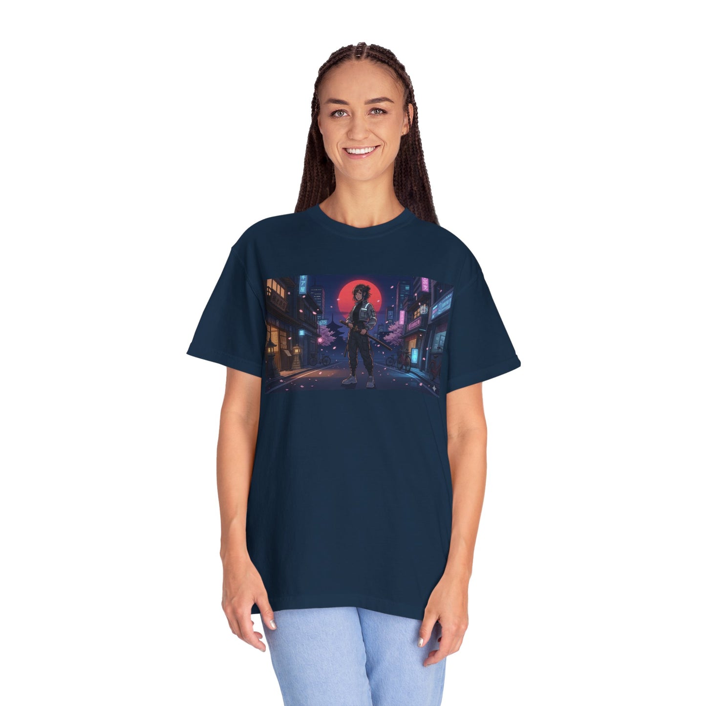 Cyberpunk Samurai T-Shirt — Neon Night Street Art Tee