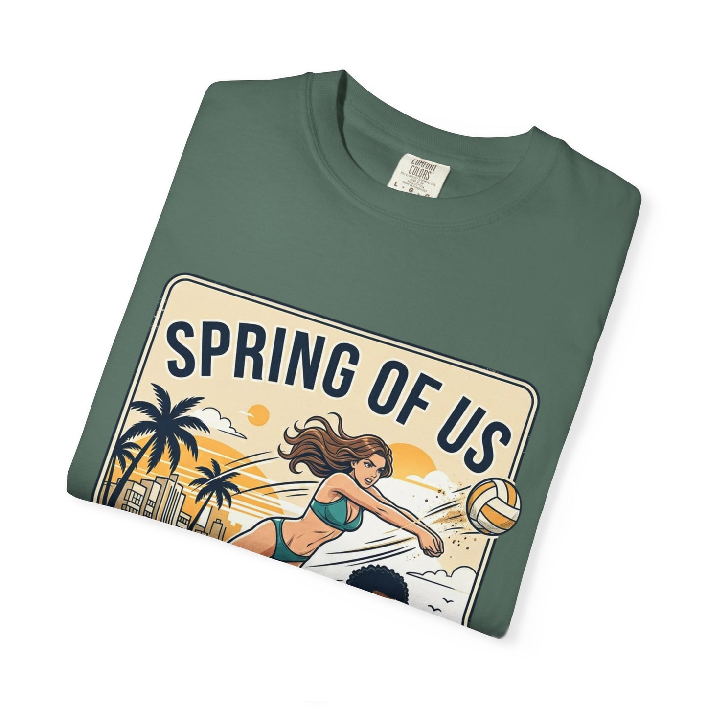 Spring of Us Beach Volleyball T-Shirt — Miami, Florida Retro Sun & Palm Tee